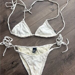 Triangl Swimwear Cream Textured Bikini Set